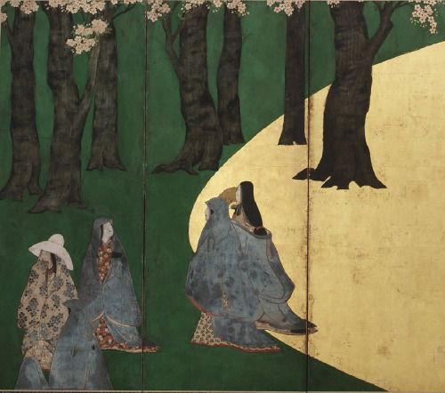 desimonewayland:Court Ladies among cherry trees (detail), Style of Tawaraya Sotatsu, 1590-1640Ink, c