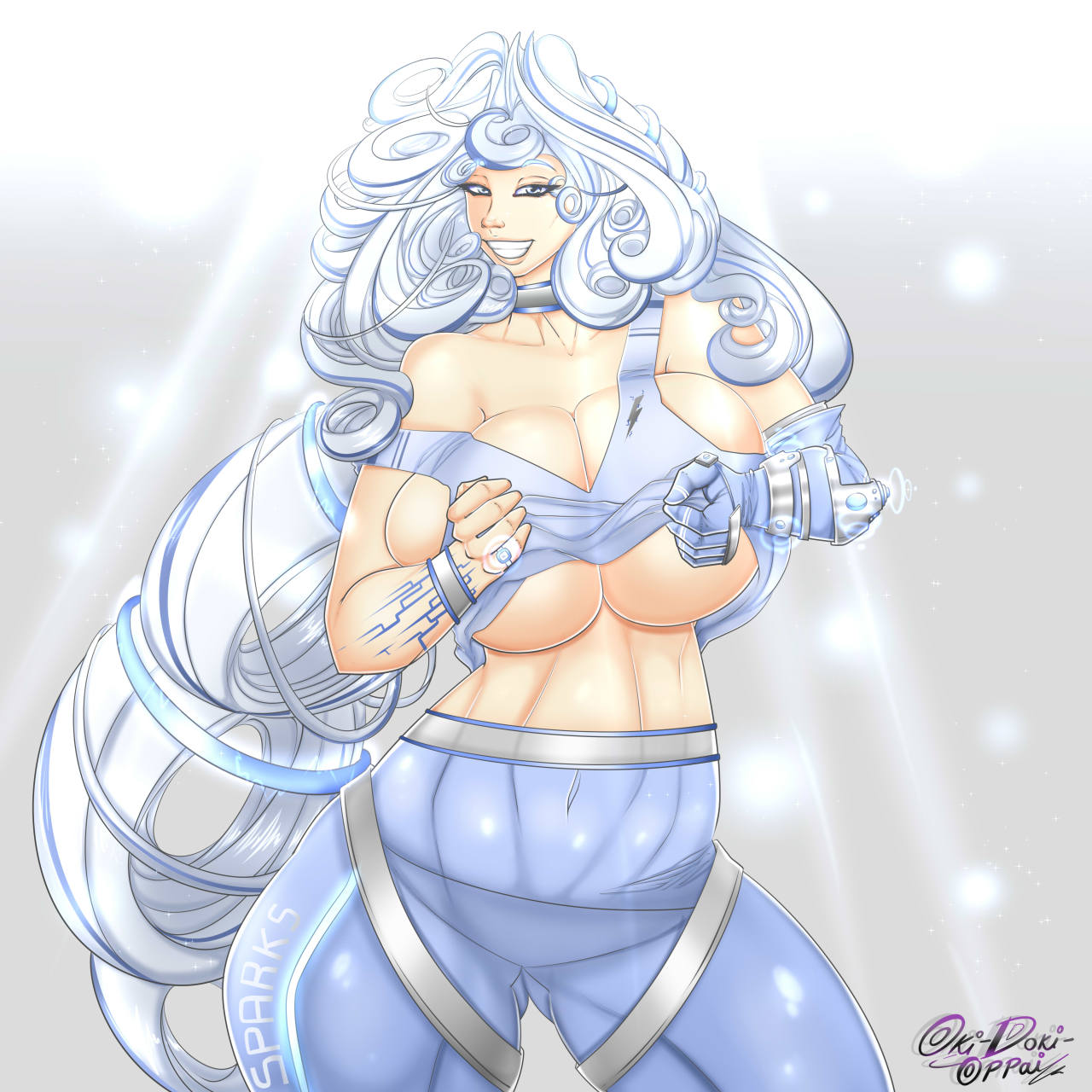 oki-doki-oppai:    My Oc : )Her name is Sparks, she is a super hero with the power