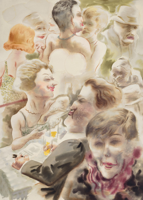 George Grosz (German, 1893-1959), Restaurantszene [Restaurant scene], 1931. Watercolour and pen and 