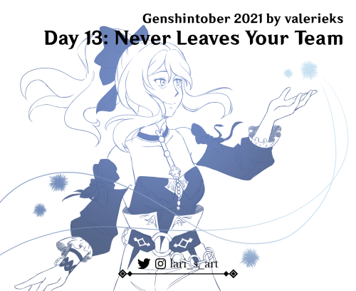 Day 13: Never Leaves Your TeamGenshintober 2021 by @ valerieks (Instagram) | valerieks_ (Twitter)