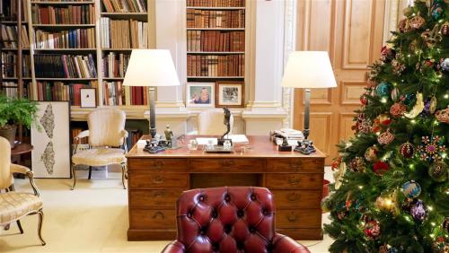 Castle Howard, North Yorkshire, England. Library at Christmas.