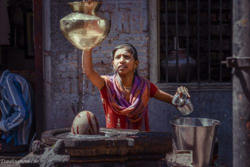 Lingam and worshipper by Indradyumna Swami
