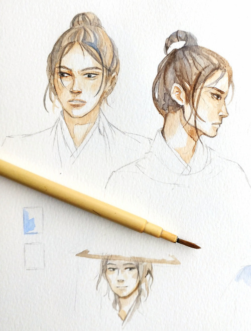 Some hairstyle test sketches for Stars Lost Korean hairstyles 1000 years ago are all over the place 