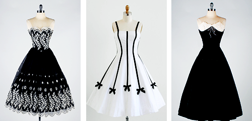 vintagegal:  1950s Prom and Party Dresses: Black and White 
