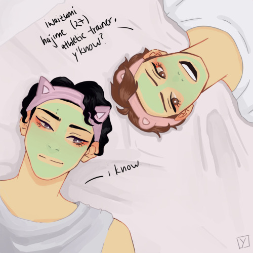 someone (cocksamu on twitter) tweeted about oikawa and sakusa doing their long skincare routine toge