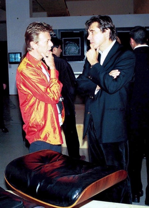 davidssecretlover: David Bowie &amp; Bryan Ferry, London, 1998 by Alan Davidson. Source: DavidBo