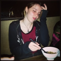 Cheyenne tasting real ramen from Ippudo