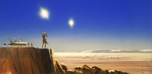 Welcome to Tatooine. Art by Ralph McQuarrie for STAR WARS.