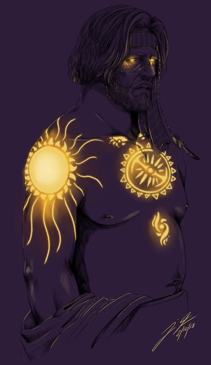 solaris-interitus:A Sungod!Hank because I felt like drawing Glowy tattoos.