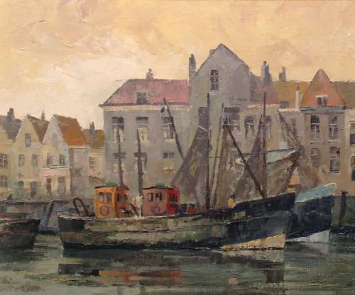 Marina, Vlissingen  (Unknown Title)   -     Frans MaasDutch, 1903-1977Oil on canvas