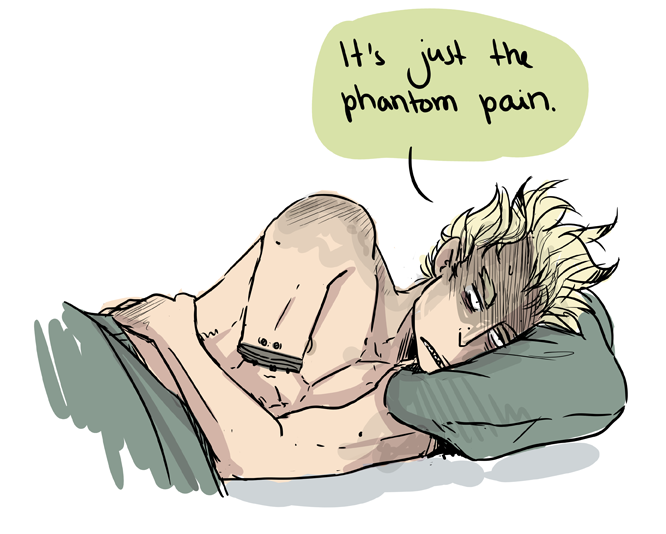 niuniente:  Doodling the trash son with phantom pain. I like to think there are some “bases”