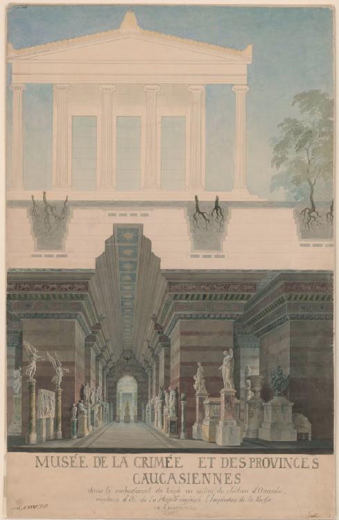 Karl Friedrich SchinkelOrianda Palace in the Crimea. Antique-style design. Cross-section and perspec