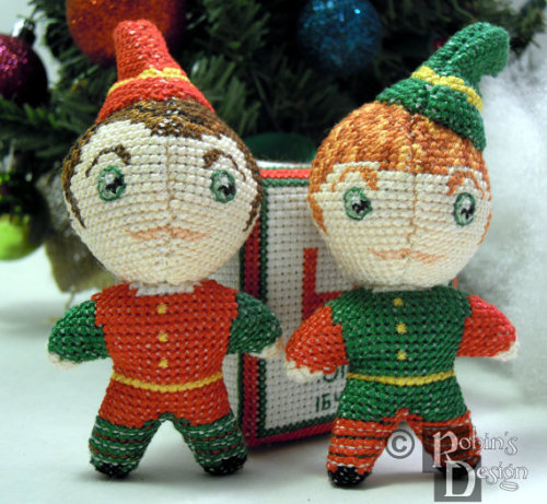 Santa’s Elves Dolls 3D Two Cross Stitch Sewing Patterns PDF by robinsdesign from Gathering Cha