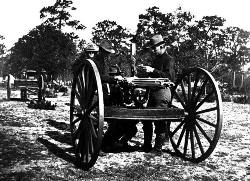 Rare Spanish American War Colt Model 1897 Gatling gun with original carriage. Estimated Value: $110,