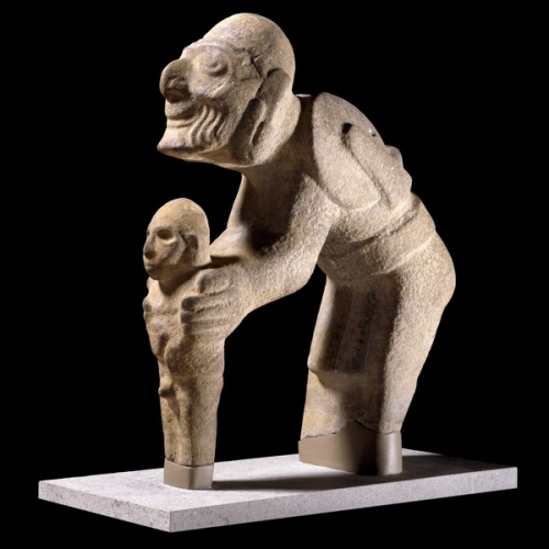 Limestone figure of an old man and boy Huastec, AD 900-1521 From Mexico Stone sculptures of elderly 
