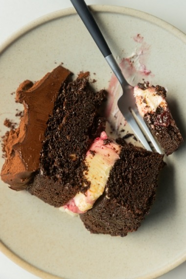 Black Forest-Inspired Chocolate, Vanilla Cherry & Mascarpone Layer Cake With Chocolate Ganache
