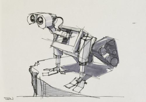 Jay Shuster, design drawings / concept art for the movie Wall-E, 2008. Ink and marker on photocopy. 