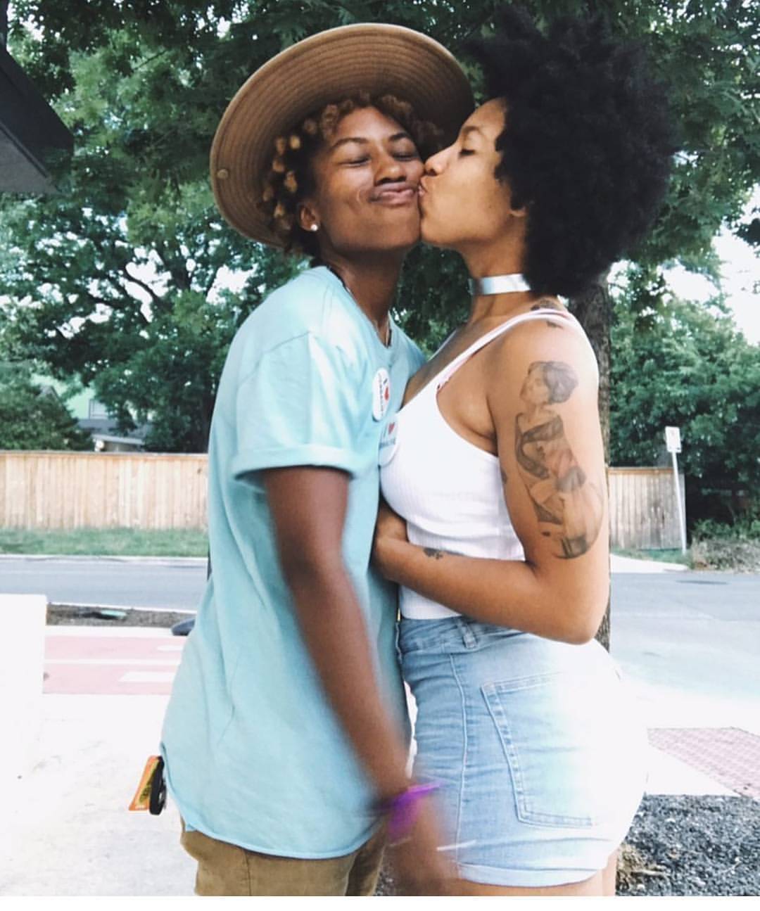 black-lesbian-magic:  A kiss from #her in the summertime is worth all the gold in