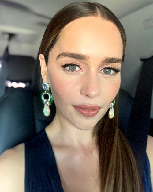 captainamericas:Emilia Clarke en route to the 71st Emmy Awards via Instagram