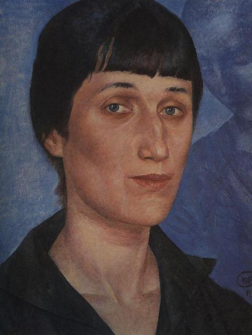 kuzma-petrov-vodkin: Portrait of Anna Akhmatova, 1922, Kuzma Petrov-VodkinMedium: oil,canvas