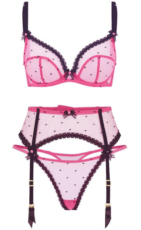 Agent Provocateur | Poppie • sheer pink tulle + black point d’esprit | Spring Summer 2021