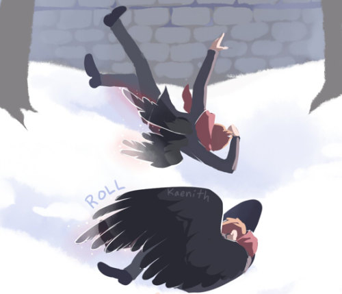 kaenith:I was recently reminded of the (adorable) fact that crows enjoy rolling down snowy hills, an