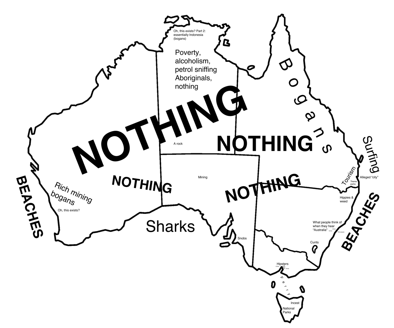 mapsontheweb:  Stereotype map of Australia. More stereotype maps &gt;&gt;