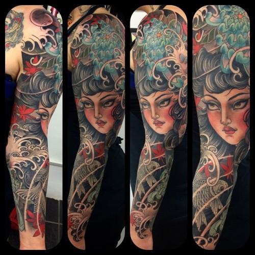 claudiadesabe: Finished pretty much Jen’s sleeve…next hand and chest cover up hopefully