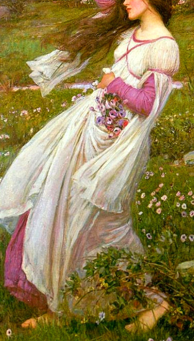 clara–lux:WATERHOUSE, John William (1849–1917)Windflowers / Windswept, detail1903Oil on canvas, 114.