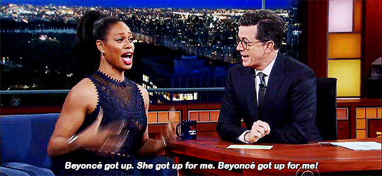 jenniferlawurence:Laverne Cox on her first time meeting Beyoncé at the GRAMMYs
