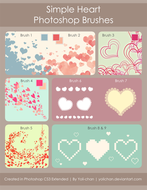 yolichan: Heart Photoshop Brushes by yolichan Download free here  This is really old but I just wann