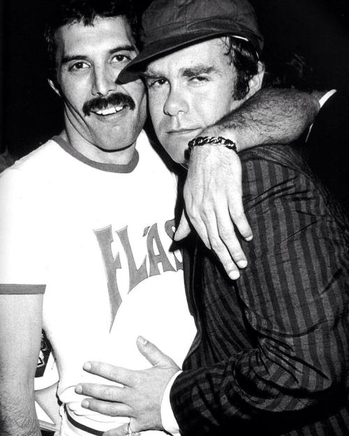 Freddie Mercury &amp; Elton John, 1980. @shutterstocknow. Happy Birthday, Sir Elton! &ldquo;By all r