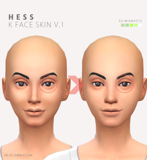 he-ss: he-ss:K face skin v.1  - Update 2017.01.17 - Unisex.  2 type (deep & light) single eyel