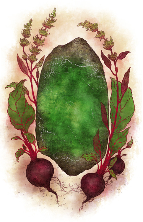Telluric Tarot- Jadeite and sugar beetsTarot equivalent to the King of Pentacles- Wealth, success, p