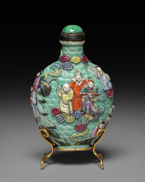 Flattened Ovoid Snuff Bottle with Stopper, 1796-1820, Cleveland Museum of Art: Chinese ArtSize: Over