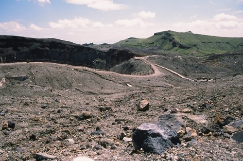 nowhere-pics:Kyushu, Japan (37)The bleak and bizarre landscape, the chiselled rocks and clifs and th