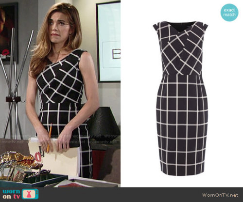 wornontv: Victoria’s black and white checked dress on The Young and the Restless: Windowpane C