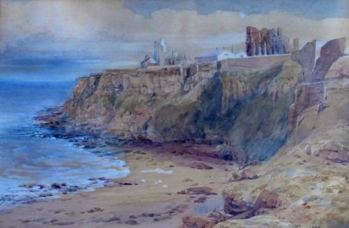 Thomas Miles Richardson (1784-1848) - Tynemouth Priory and Lighthouse. Watercolour.