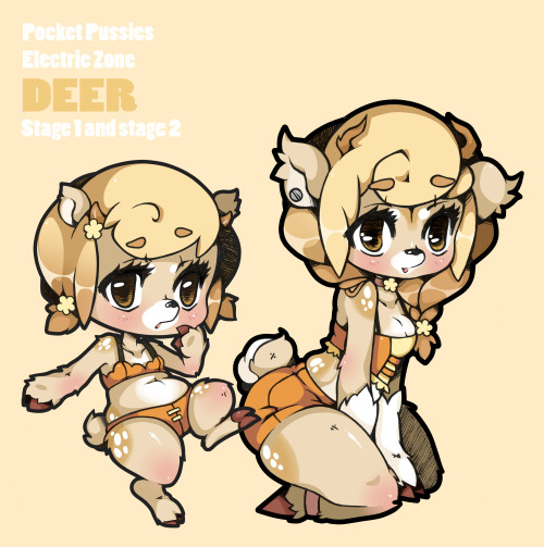 slugboxcreatureart:  kimmymanga:  This is stage one, two & three of the Electric zone Deer for Pocket Pussies! I tried to present them in a similar layout to Slugbox:’s characters ^^ If you haven’t heard about PP yet and would like to know more