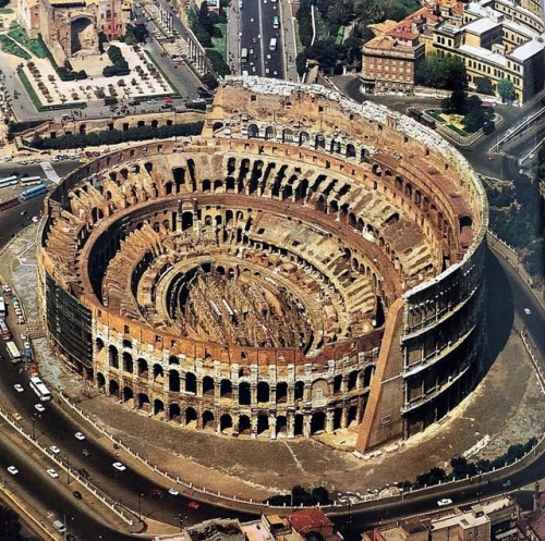 historyoftheancientworld: Beautiful bird view of the Colosseum. Photographer unknown. Rome, Italy.&n