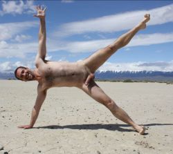 personalextension:  Nude asanas on the desert playa.  Birthday party at the edge of the world, May 2010! (Far SE Oregon, USA) #parsvabakasana #ardachandrasana #sirsasana #kumbhakasana #namaste 