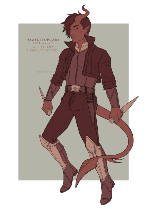 #Tabletopuary :: week 1a. Fantasy [ your partymate ]Hey I finished the lineart for tiefling thief Ma