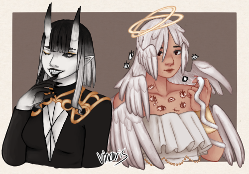 ah i kept forgetting to post this! but here’s some ocs i cleaned up for artfight! azriru is more of 