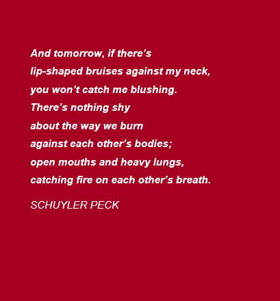 schuylerpeck: 18/30: a hot poem. WHERE WE BEGIN AND END