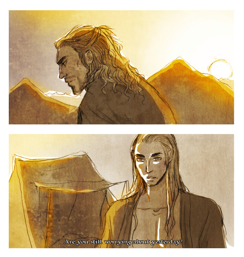 mustanoita:More of my favourite bromance, Túrin and Beleg! This never happened in the books, 