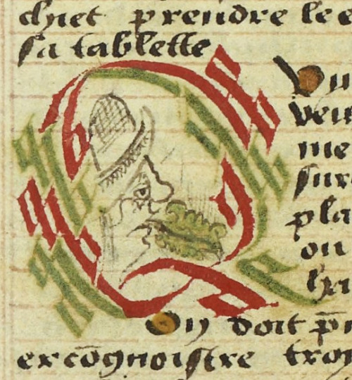 In this decorated cadel initial Q, a demonstration of what it looks like to be just so totally done 