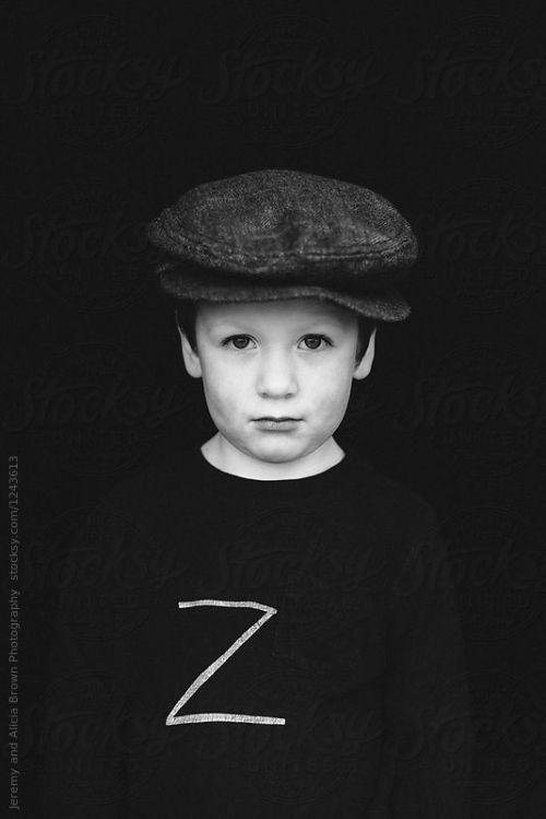 4 years old with a z on his shirt By wearethebrownsAvailable to license exclusively at Stocksy 