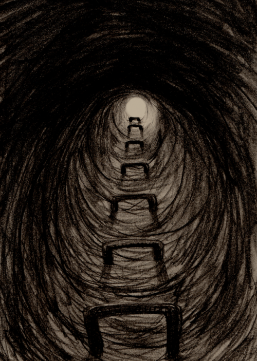  APOCRYPHA: Remote Viewing sketch of the step ladder leading down to Col. Baldwin lair by Yunico Uch