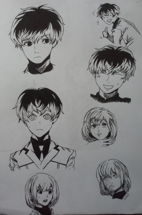 kristinethevampirequeen: Haise Sasaki/Sasako manga sketches for kurushinda