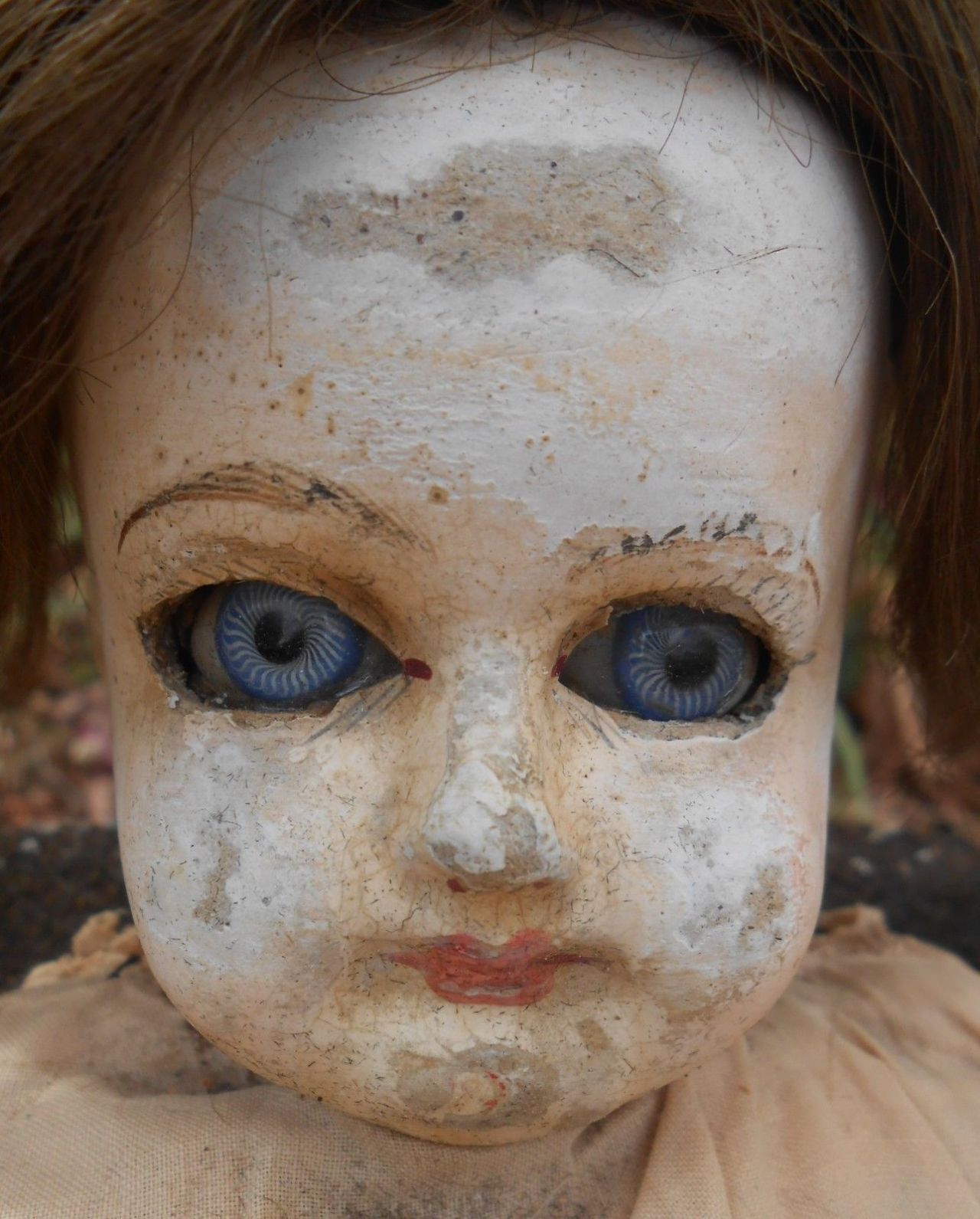 hazedolly: Shabby antique plaster / composition doll - Victorian or Edwardian Photo